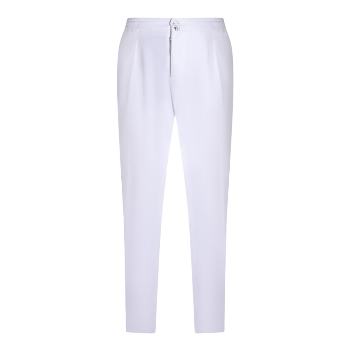 Kiton Crisp White Tailored Trousers With Design