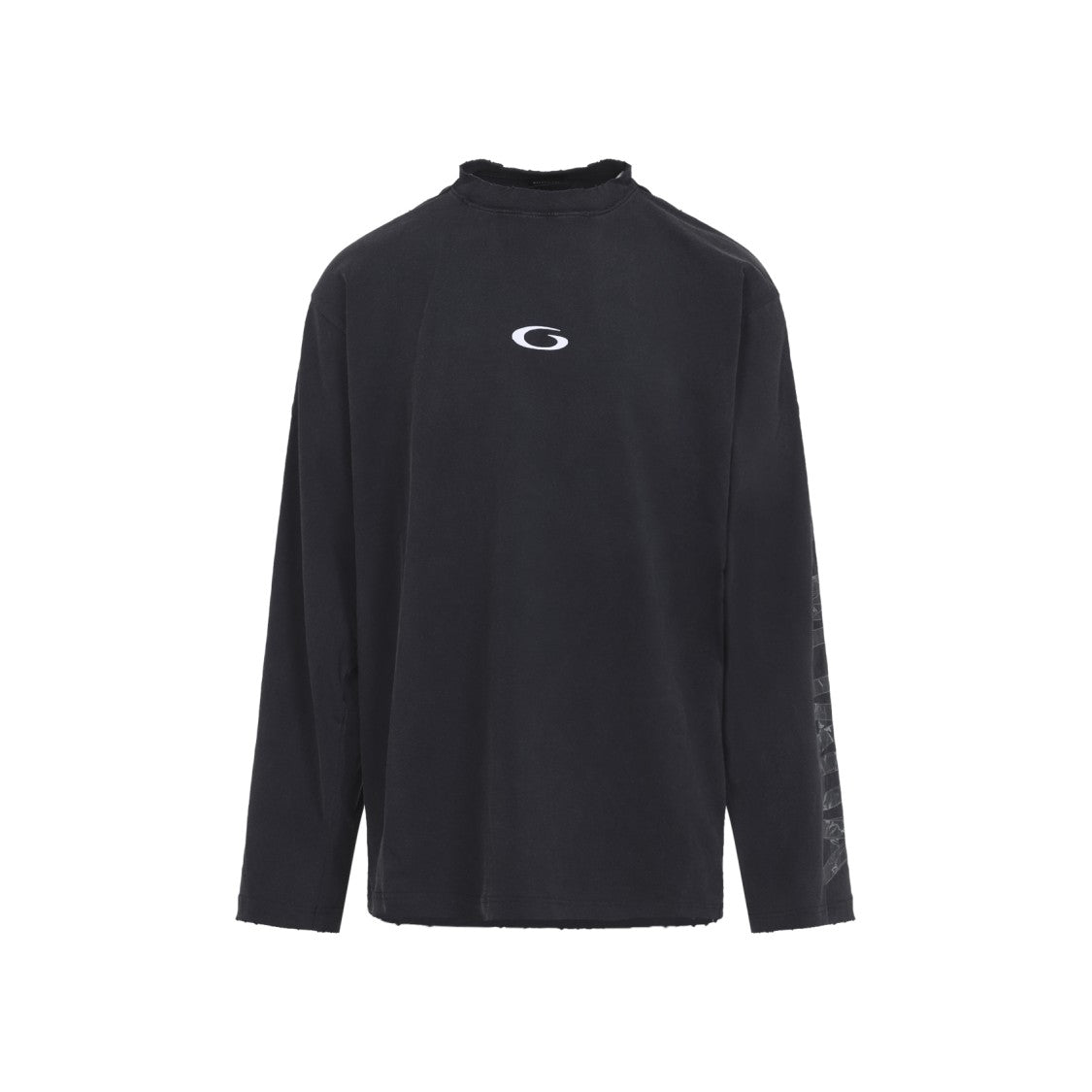 Balenciaga Black Long-Sleeve T-Shirt With Textured Print And Logo