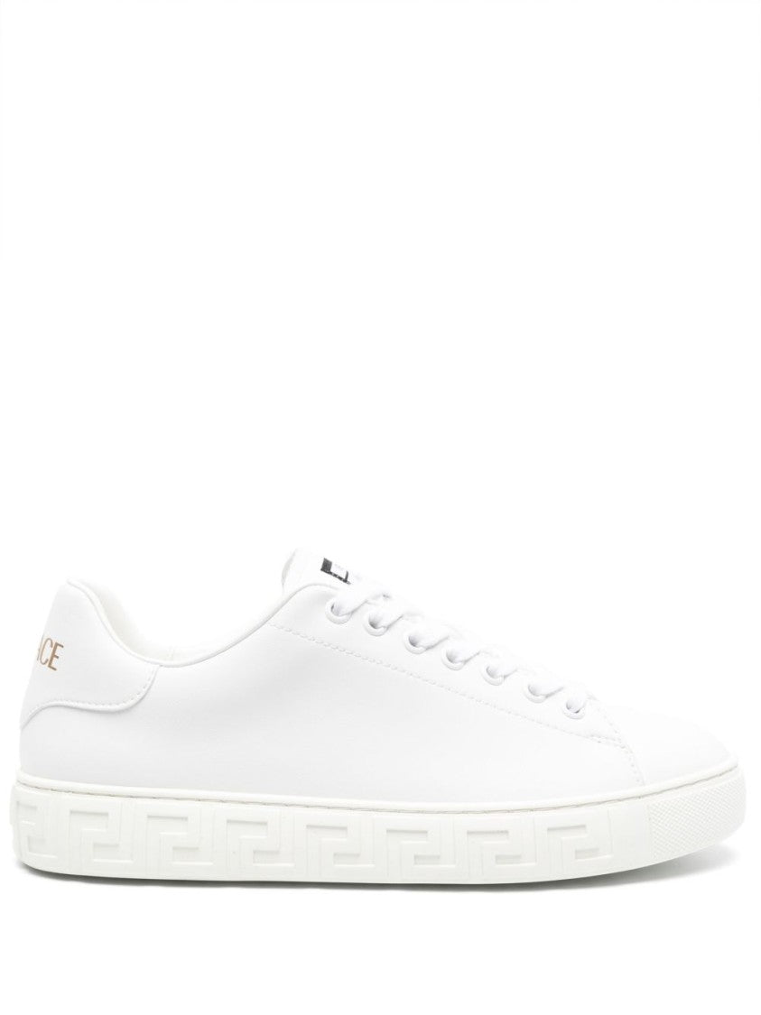 Versace Greca-Embossed Leather Sneakers