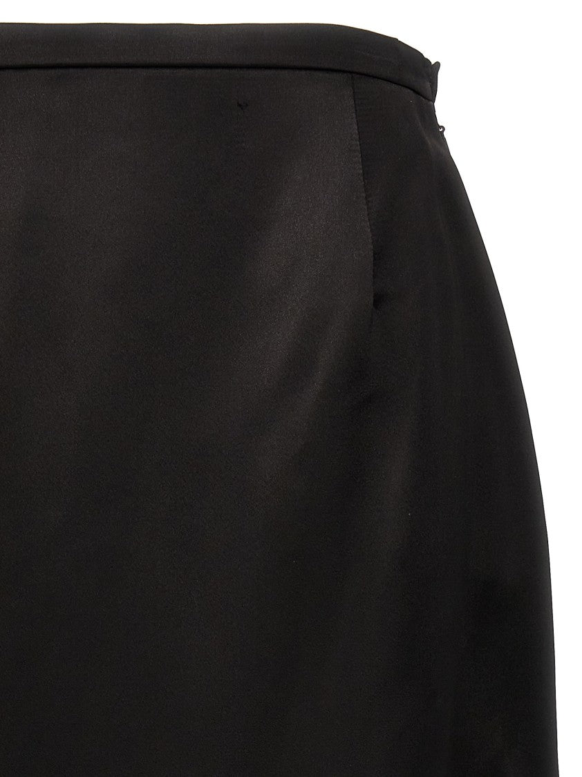 Saint Laurent Viscose Satin Pencil Skirt With Mid-Waist Design