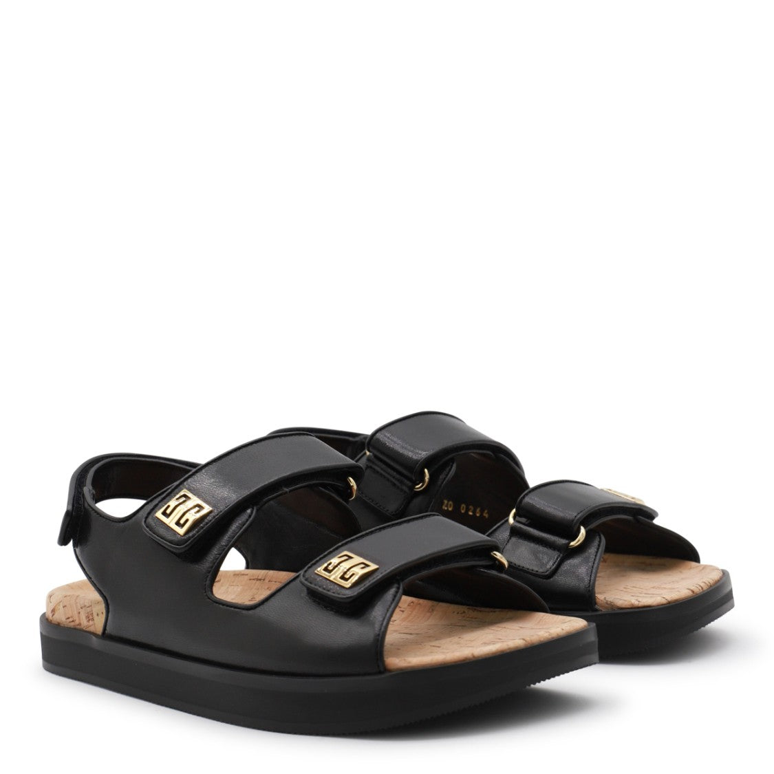 Givenchy Black Leather Round Toe Sandals