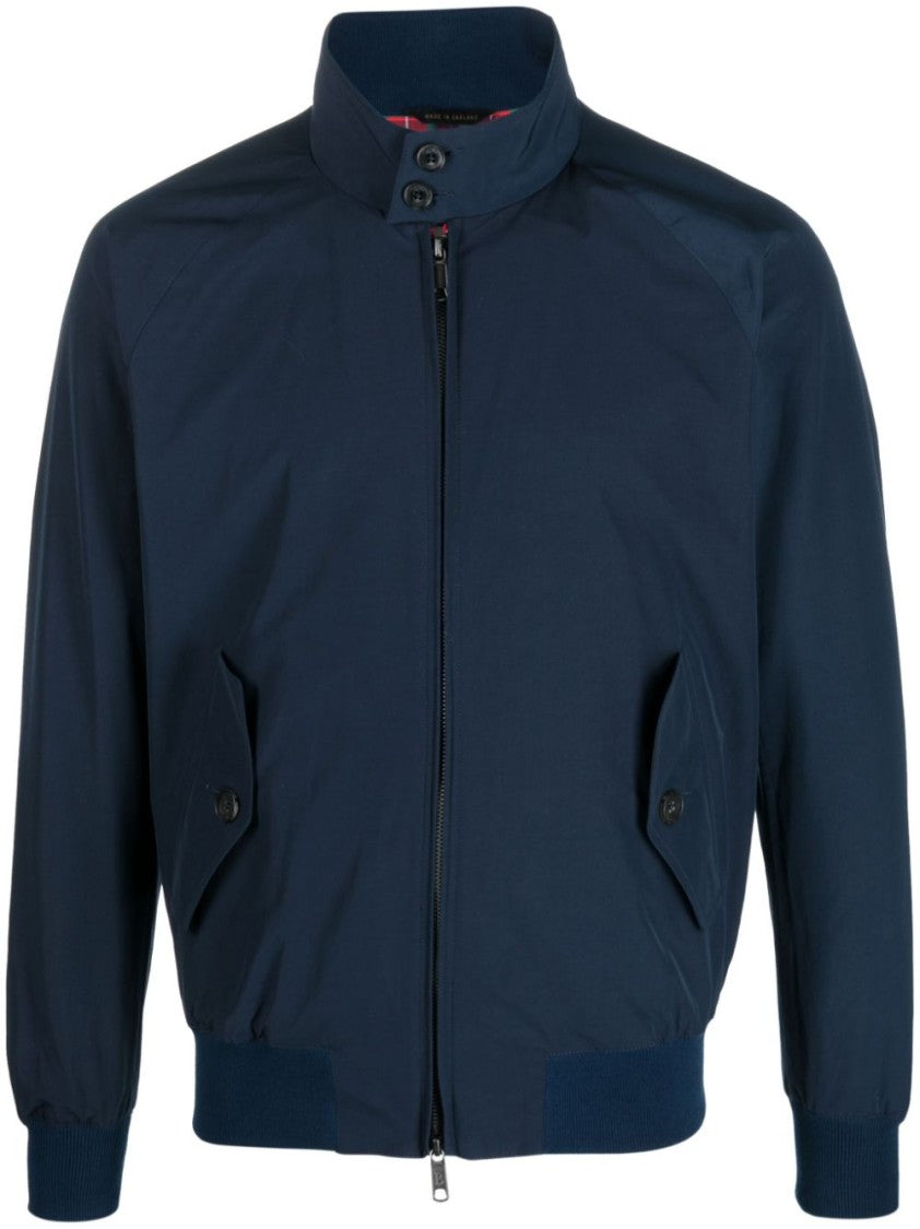 Baracuta Blue Jacket With Zip Front And Stand Collar