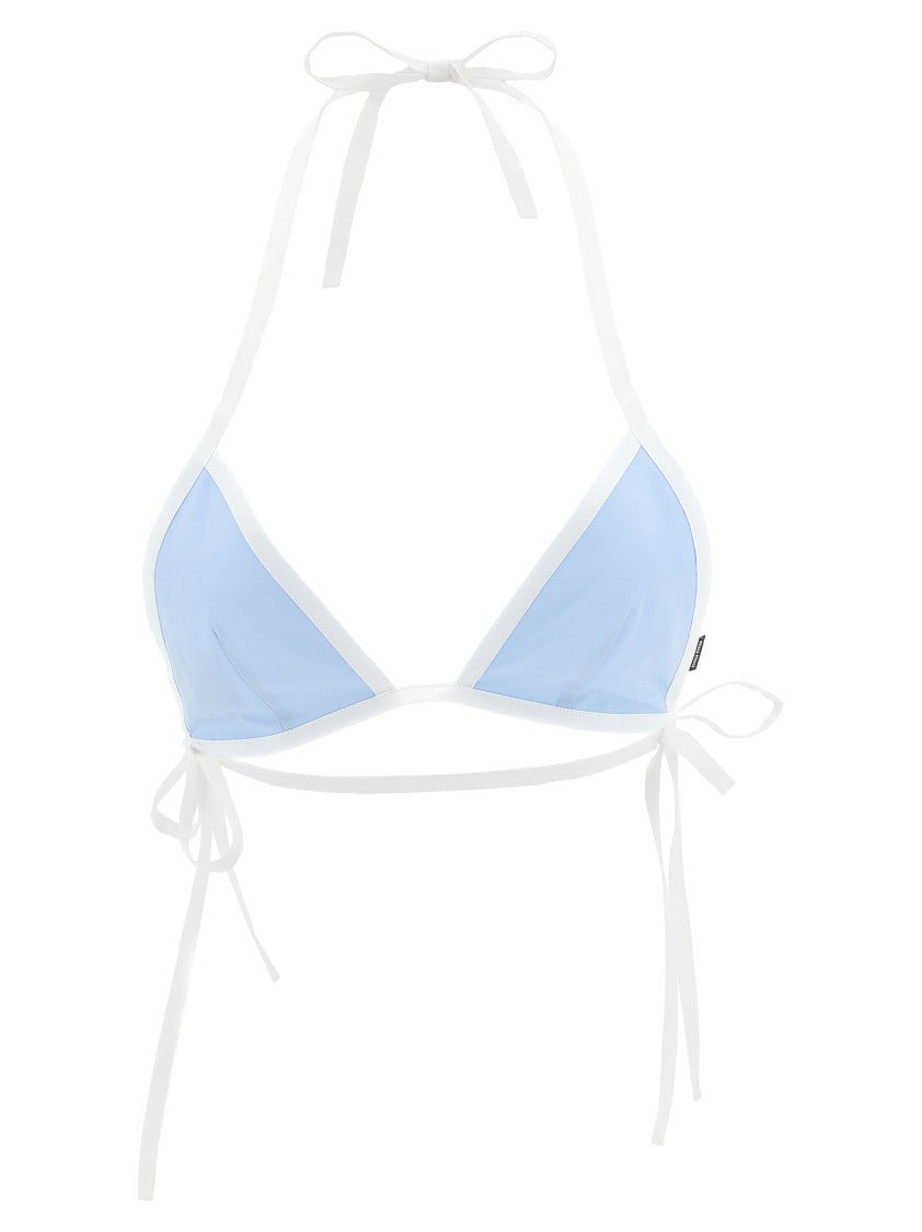 Miu Miu Triangle Poplin Bikini Top With Contrast Piping