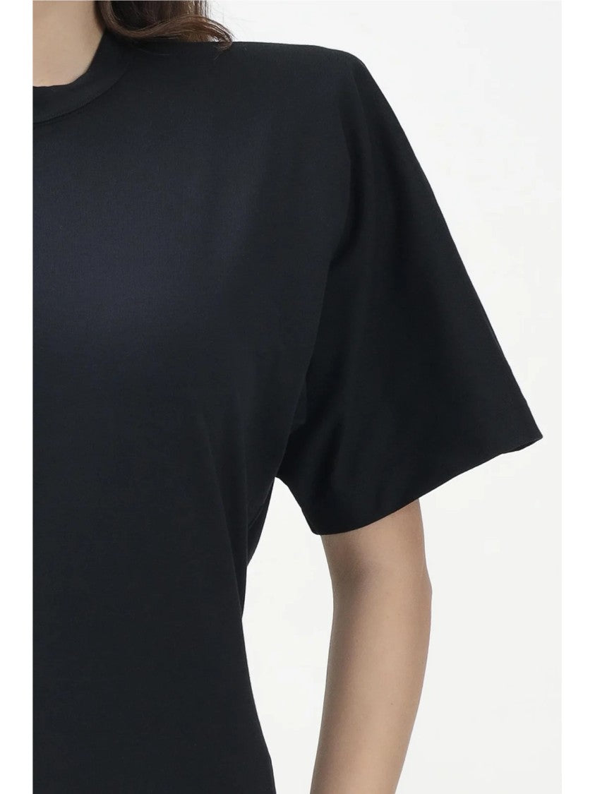 Pinko Black Oversized Zip Detail Cotton T-Shirt