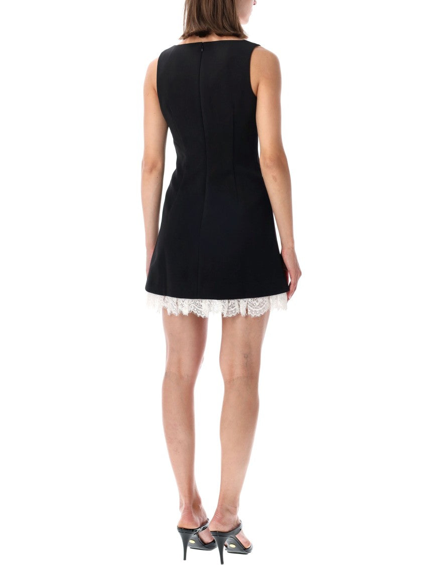 Self-Portrait Crepe Bow Lace Mini Dress