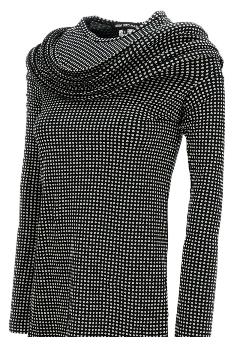 Junya Watanabe Black Long-Sleeve Polka Dot Cotton T-Shirt
