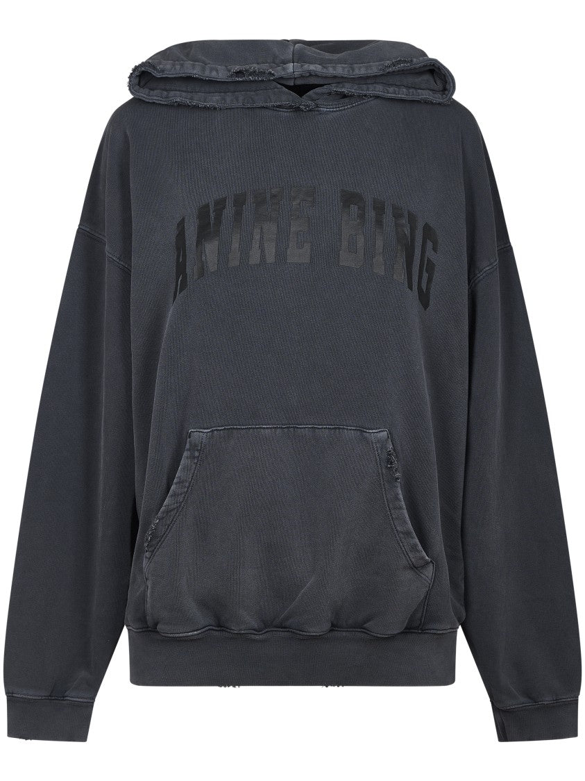 Anine Bing Oversized Grey Sweatshirt With Bold Branding And Relaxed Fit