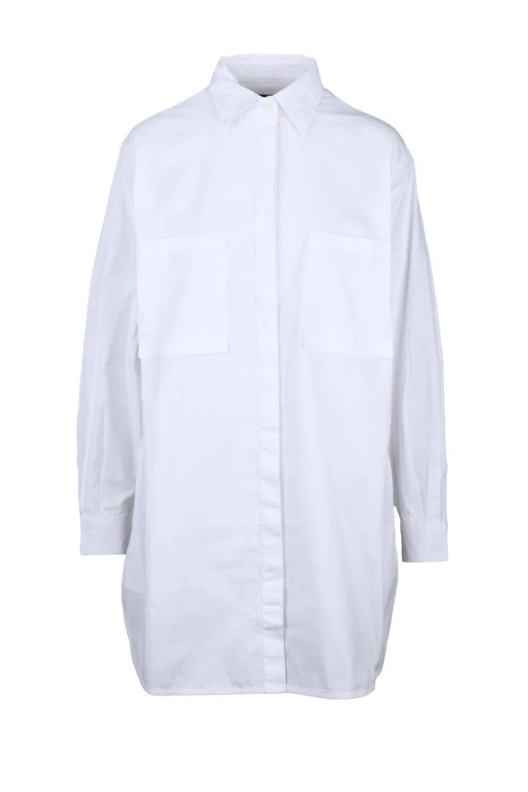Diesel White Cotton Elastane Women's Maxi Shirt Dress
