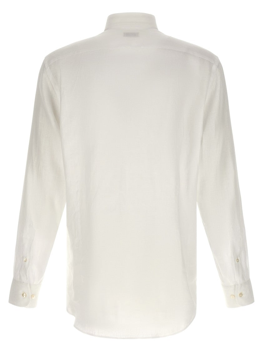 Etro Linen Shirt With Tone-On-Tone Embroidered Logo