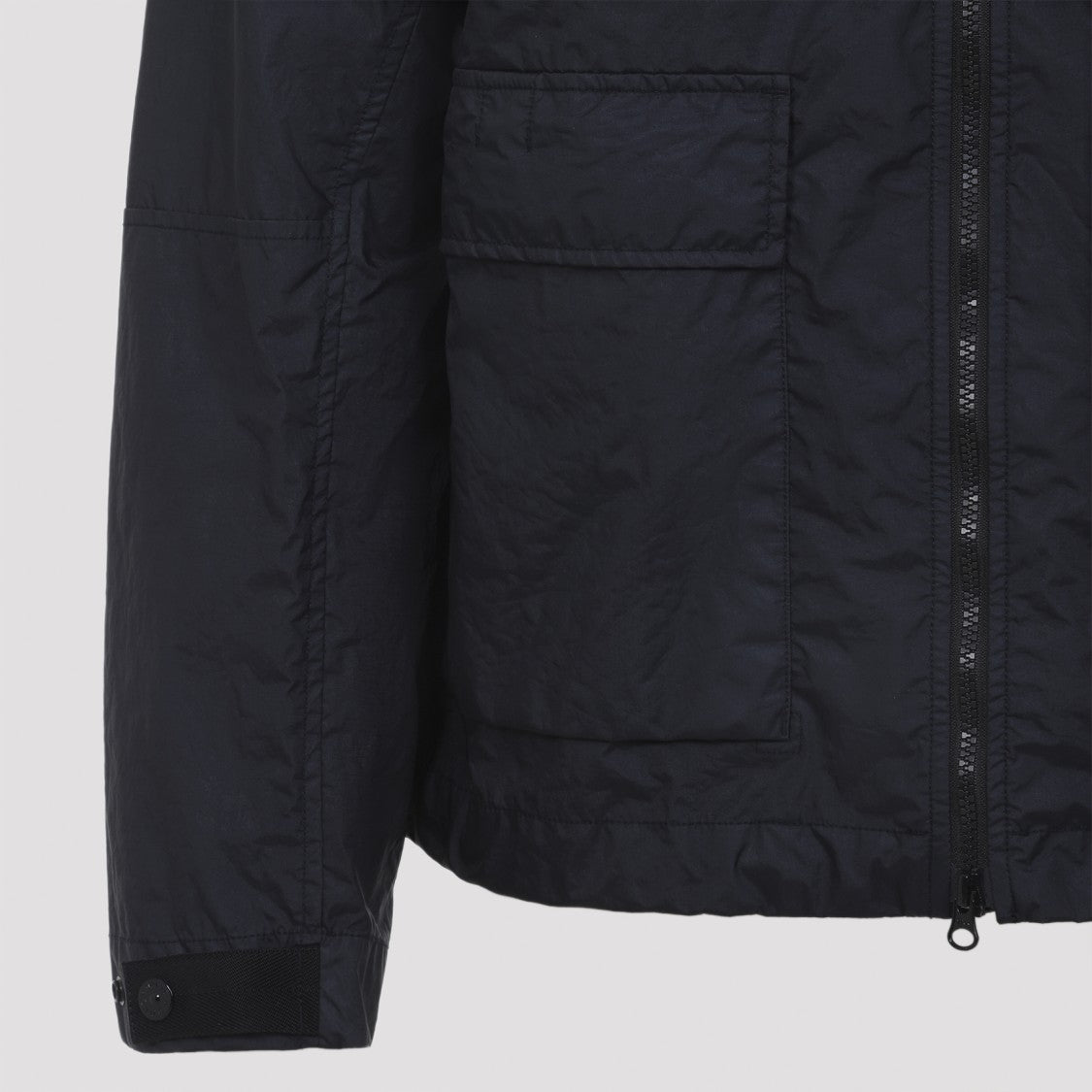 Stone Island Contemporary Black Polyamide Coat With Hood