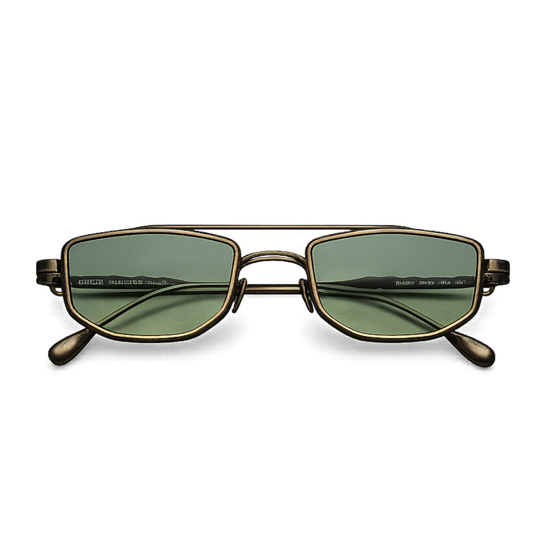 Capote Eyewear Black Gold Cc012 Faceted Rectangular Sunglasses