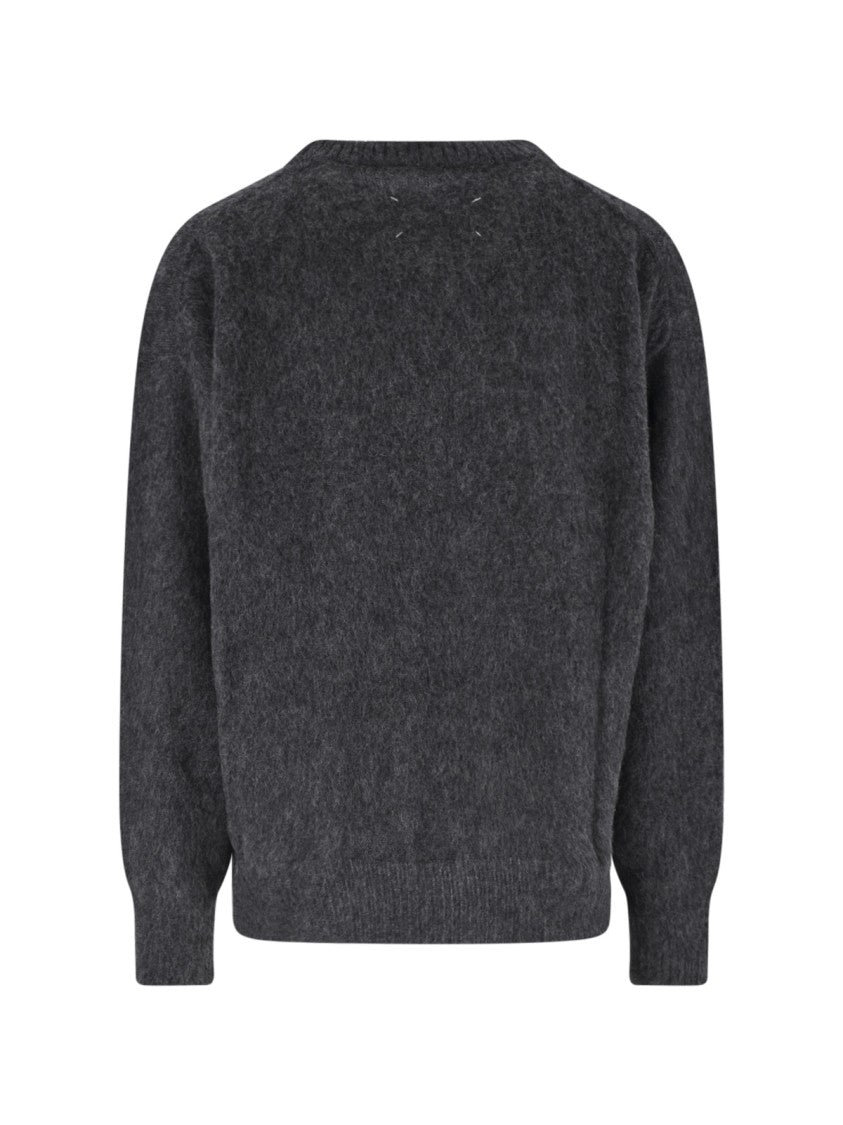 Maison Margiela Intarsia Knit Sweater With Eagle Design And Four Stitches