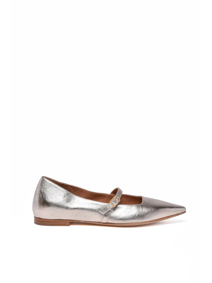 Masami Beige Pointed-Toe Smooth Leather Flats