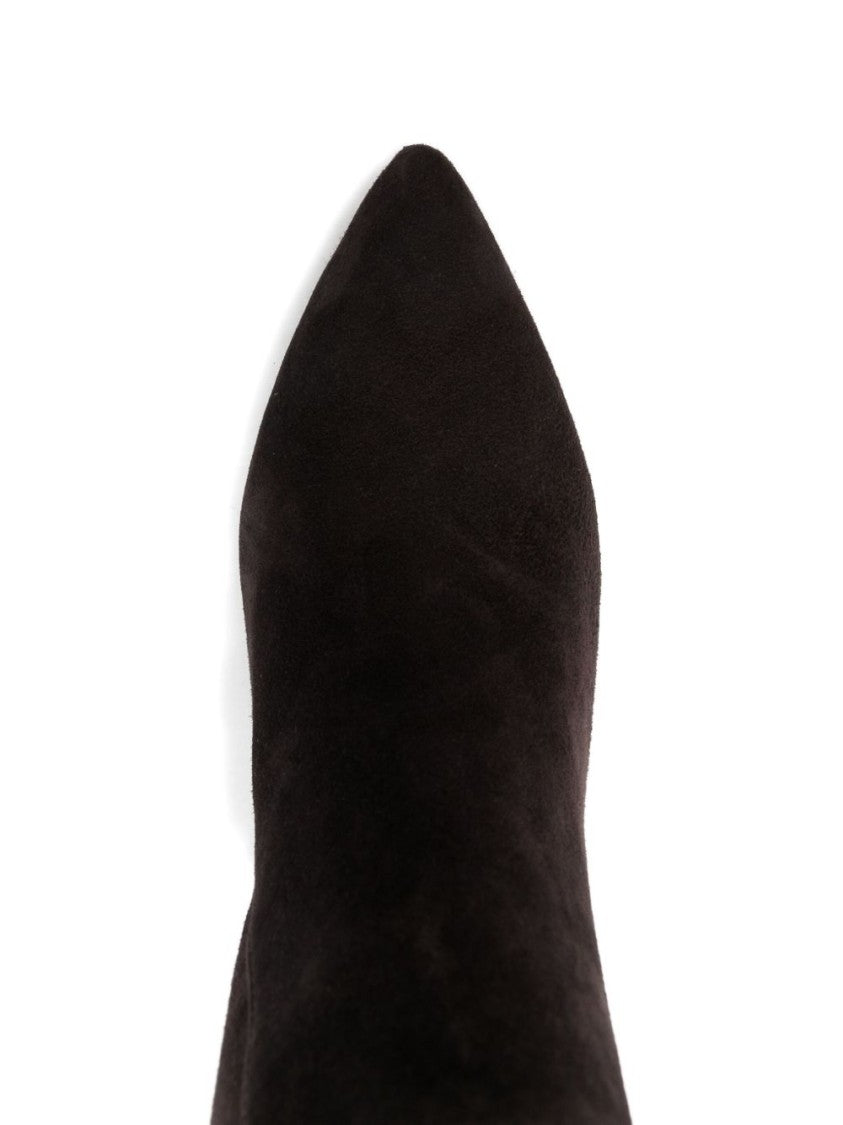 Twin-Set Brown Calfskin Ankle Boots With Pointed Toe