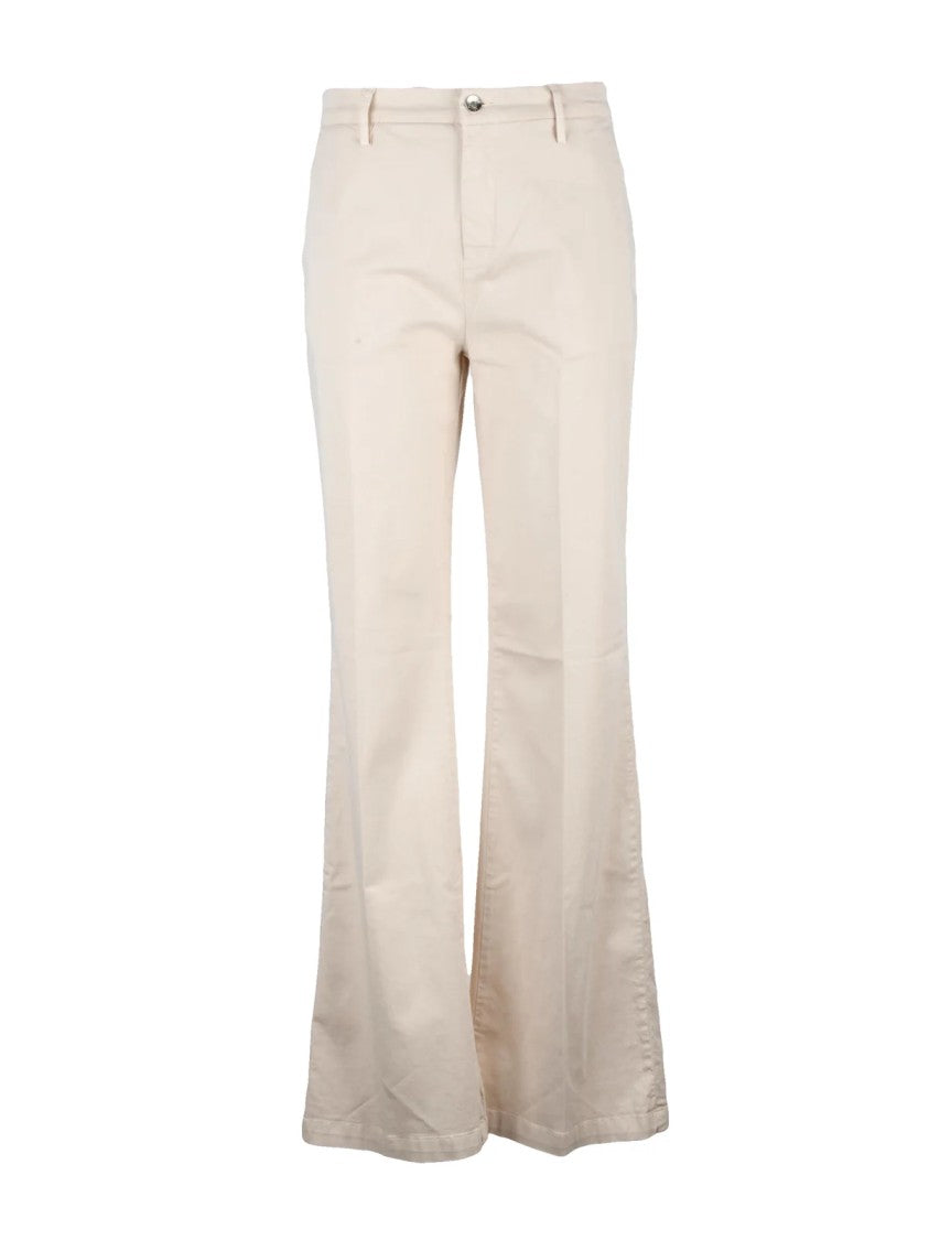 Liu Jo Flared White Trousers With High Waist And Retro Silhouette