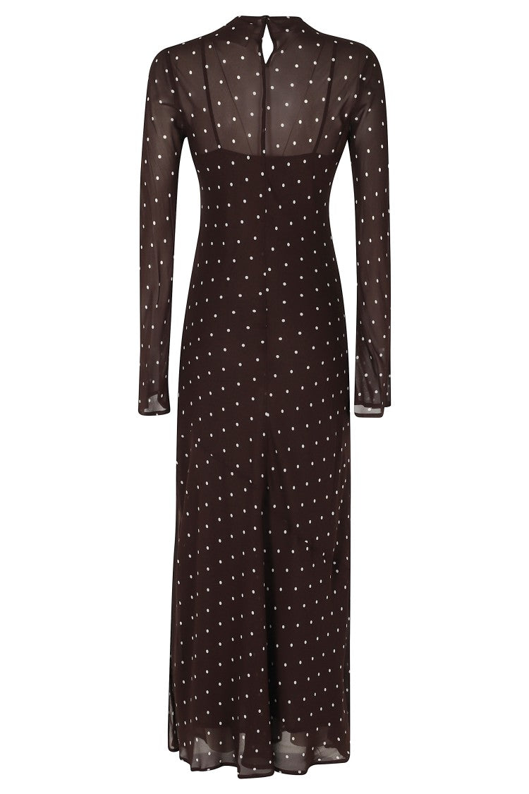 Semi Couture Connie Polka Dot Sheer Sleeve Viscose Midi Dress