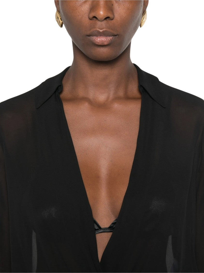Elisabetta Franchi Camicia A Body Sheer Black Bodysuit