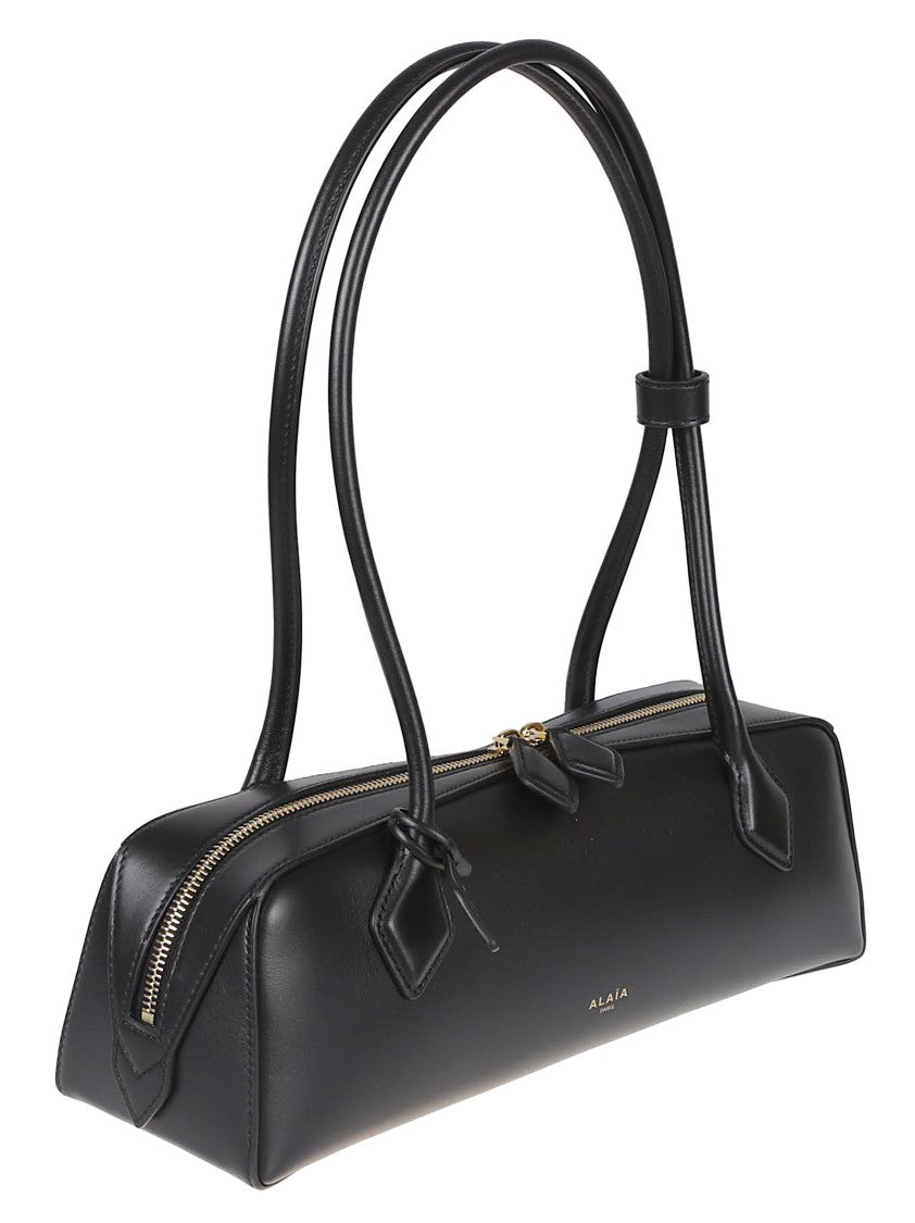 Alaïa Elongated Black Leather Shoulder Bag With Tubular Handles
