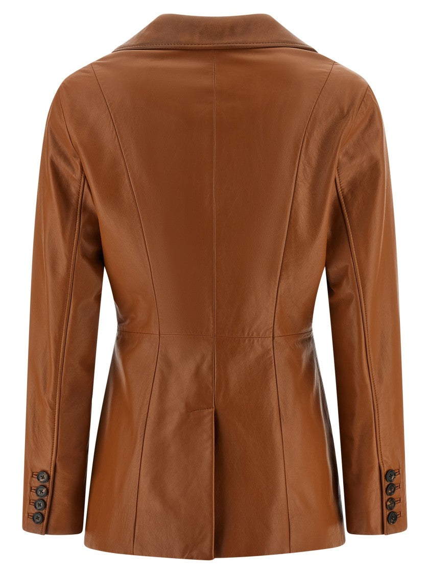 Chloé Single-Breasted Lambskin Blazer With Horn Button Closure