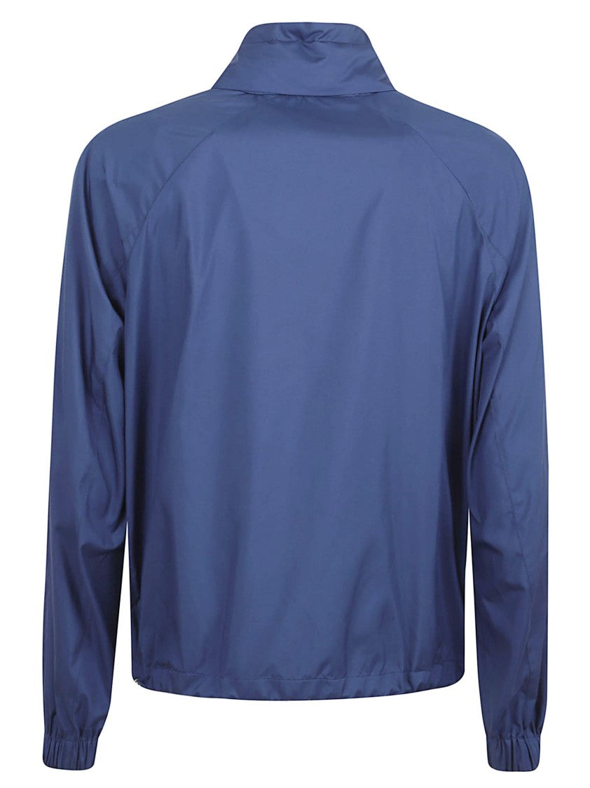 Brunello Cucinelli Blue Jacket With High Collar And Adjustable Toggles