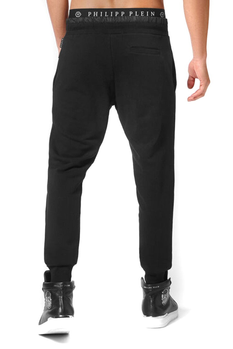Philipp Plein Black Hexagon Logo Tapered Sweatpants