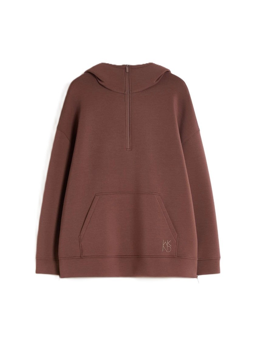 Max Mara Half-Zip Relaxed-Fit Hoodie With Subtle Logo Embroidery
