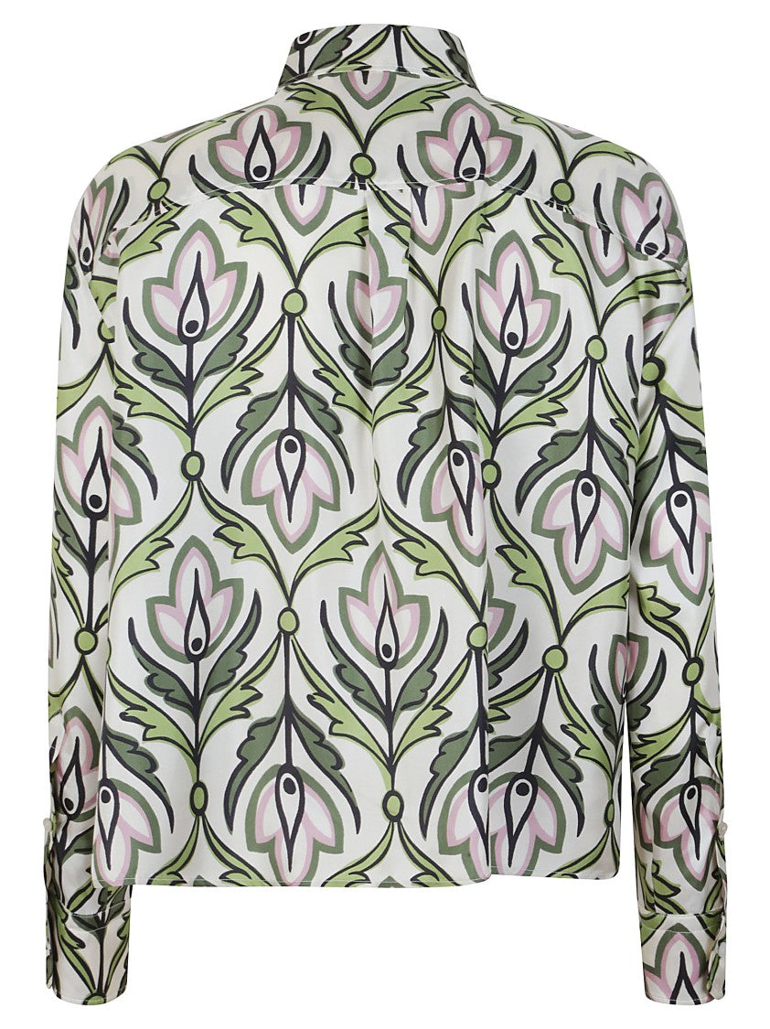 Max Mara Floral Pattern Silk Shirt With Classic Collar