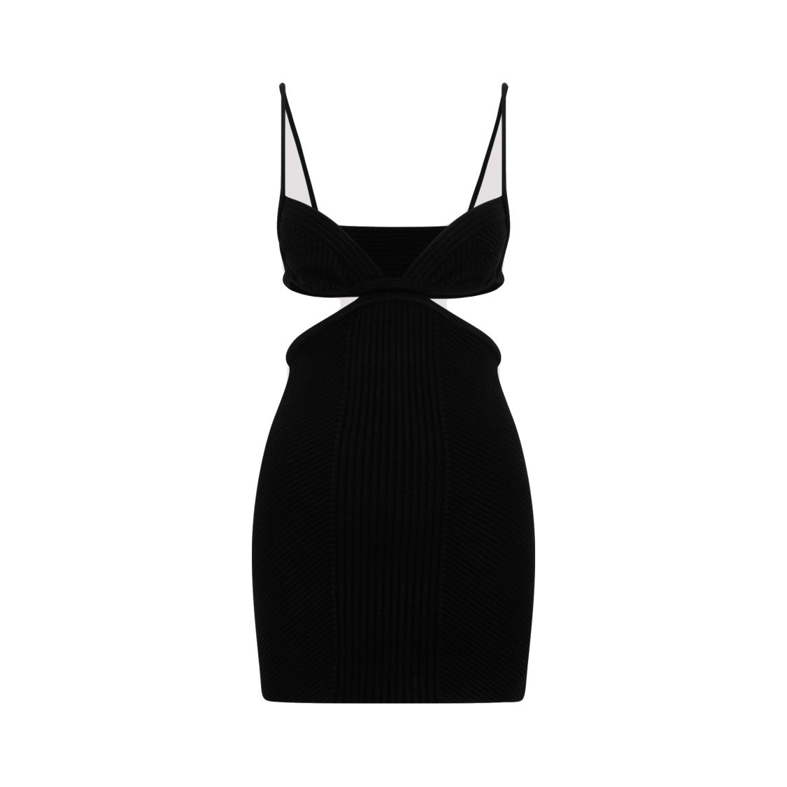 Off-White Black Cut Out Ribbed Mini Dress