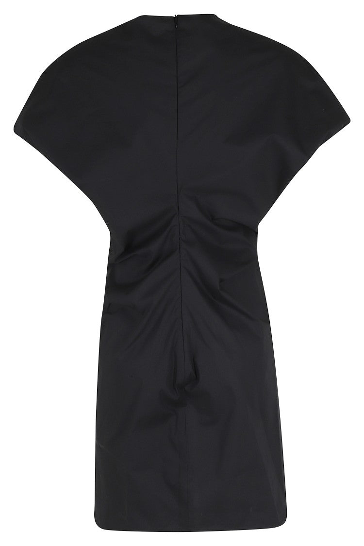 Federica Tosi Black V-Neck Back-Zipper Cotton-Blend Mini Dress