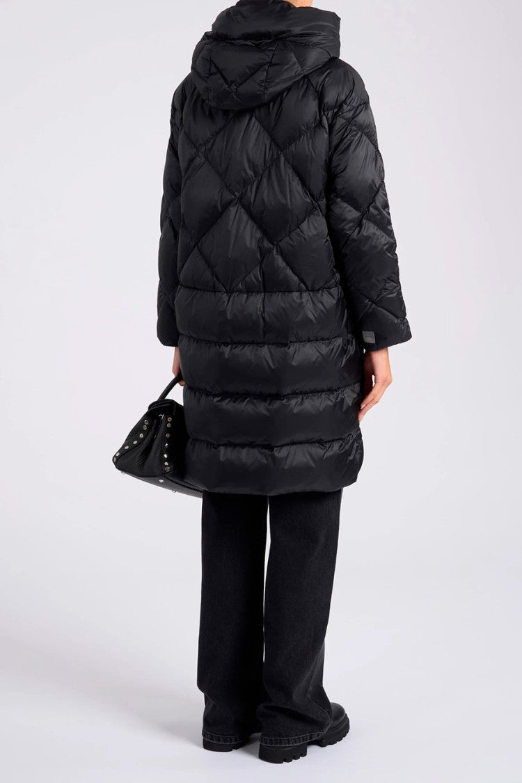 Max Mara Black Mtctrefe Diamond-Quilted Hooded Polyamide Puffer Coat