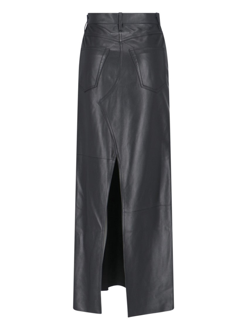 Mm6 By Maison Margiela Maxi Leather Skirt – Black