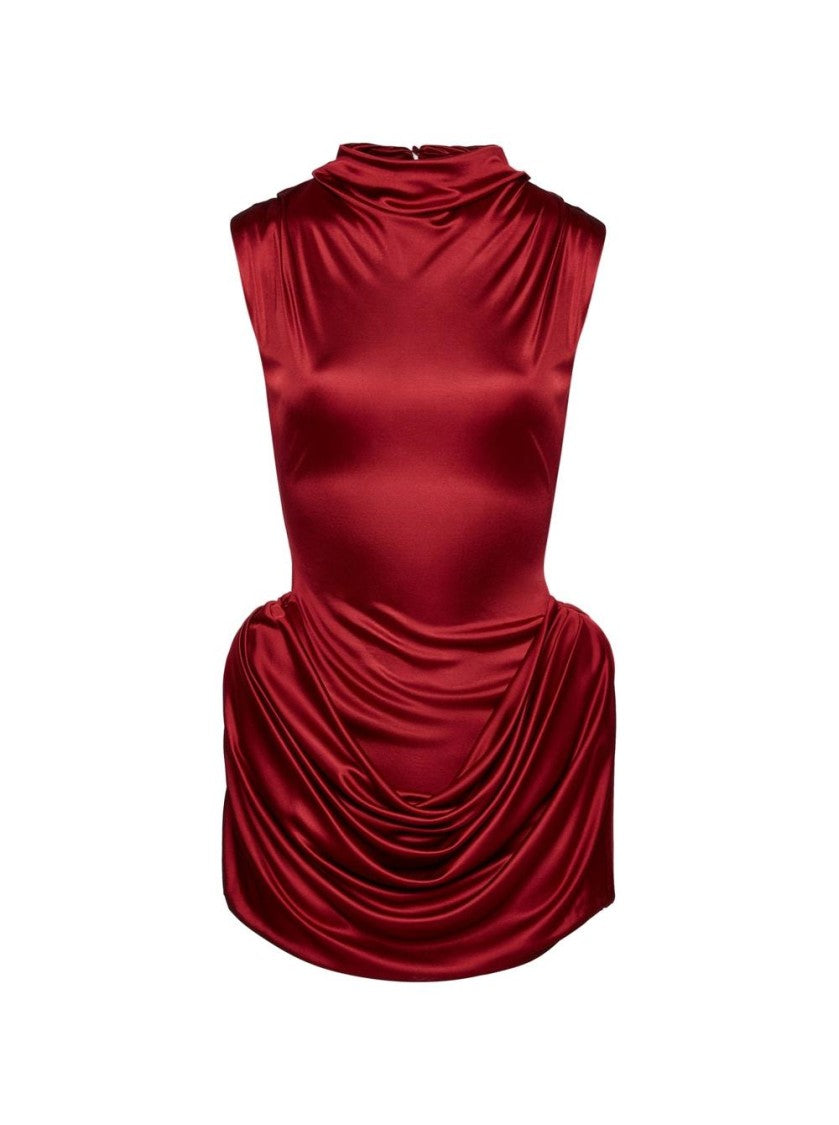 Magda Butrym Padded Hip Mini Dress Red