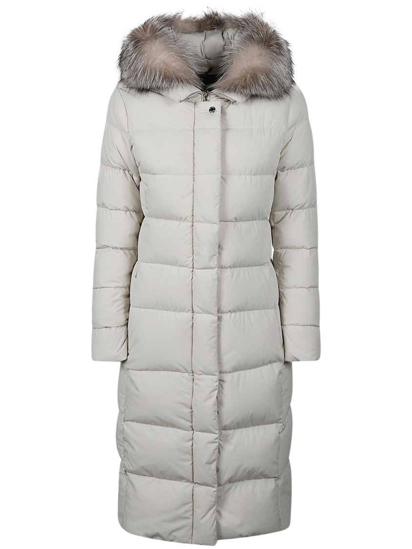 Moorer Hooded Padded Coat With Multi-Toned Fur Trim