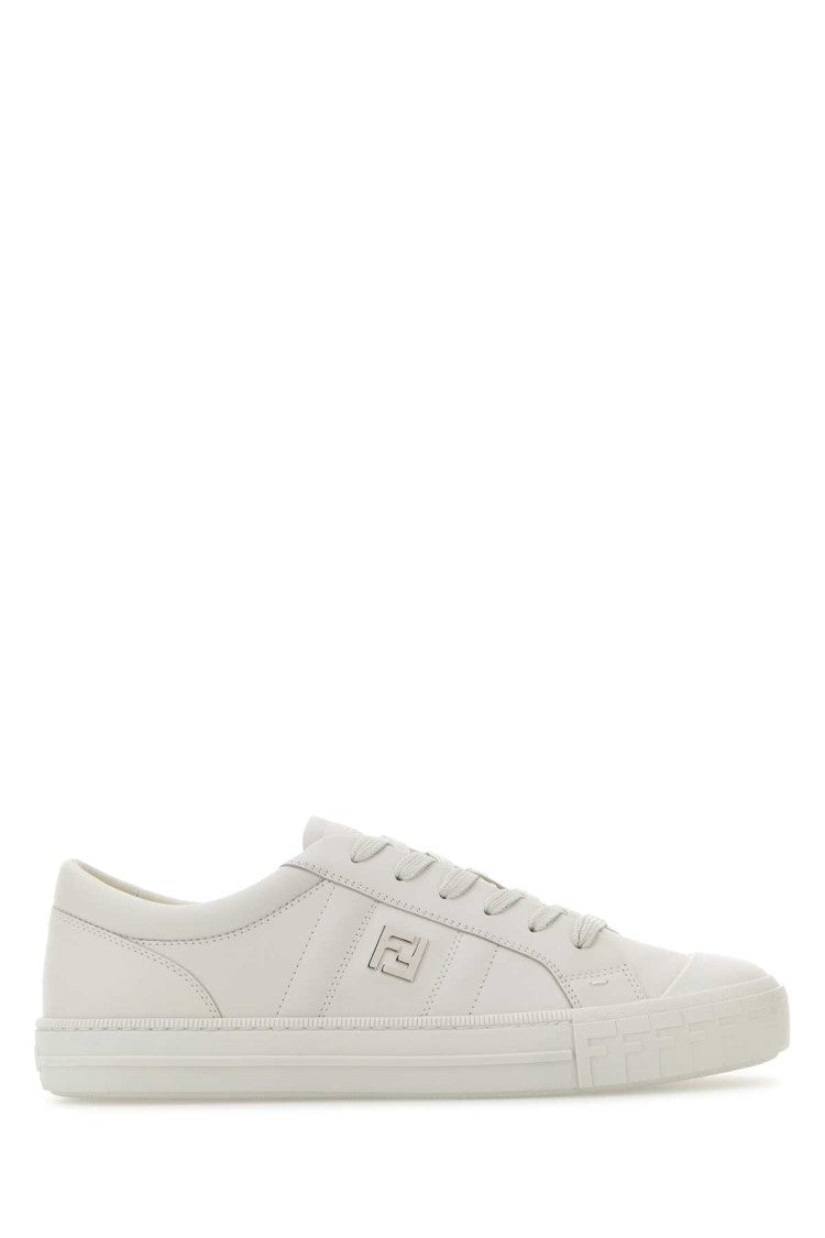 Fendi White Leather Domino Sneakers
