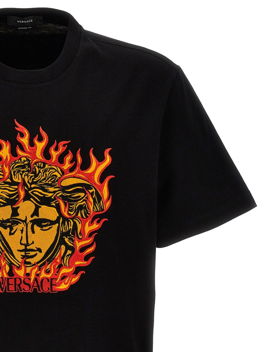 Versace Graphic Embroidered Black T-Shirt