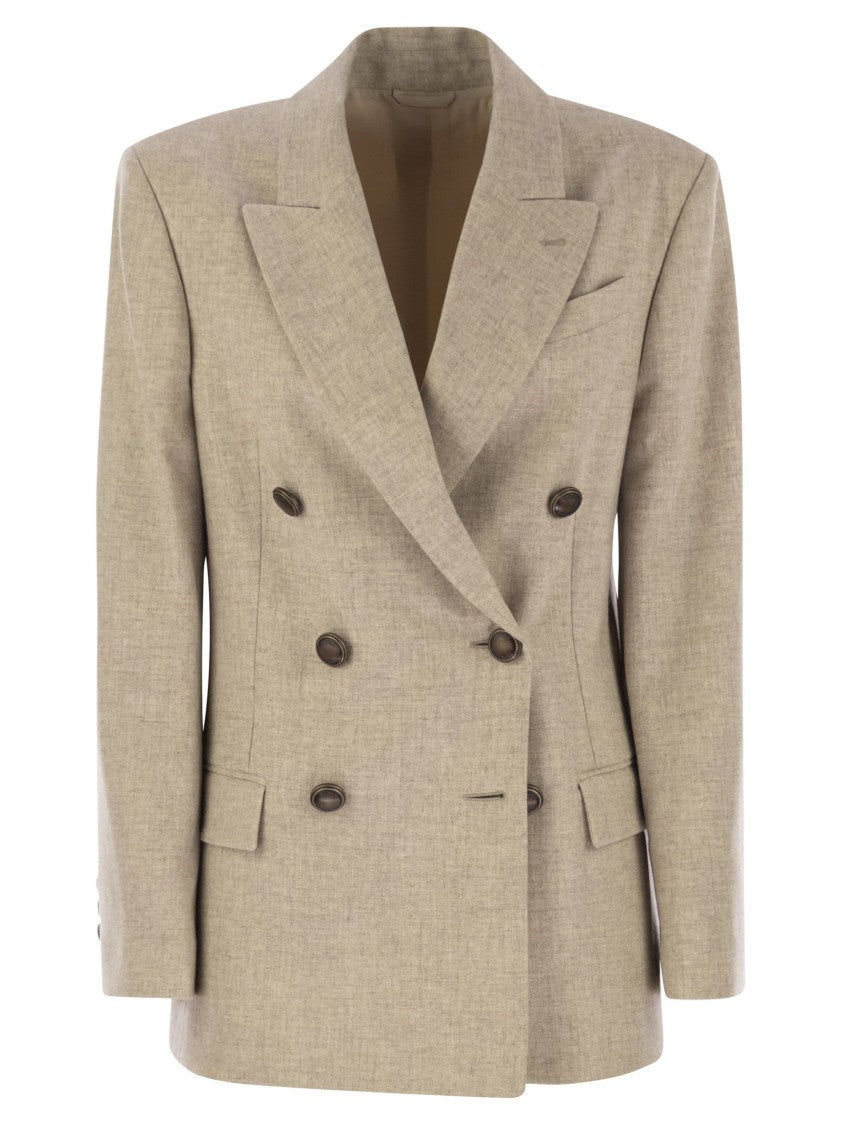 Brunello Cucinelli Virgin Wool And Cashmere Twill Flannel Jacket