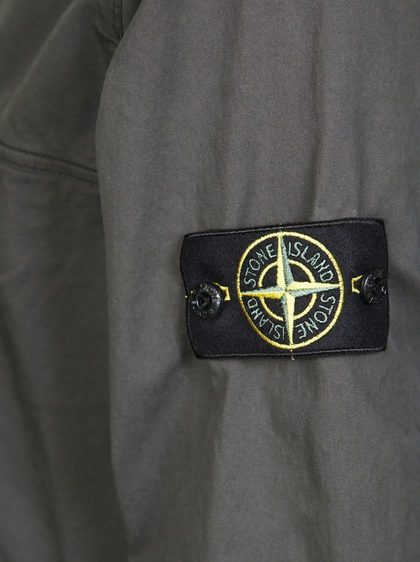 Stone Island Grey Overshirt With Zip Closure