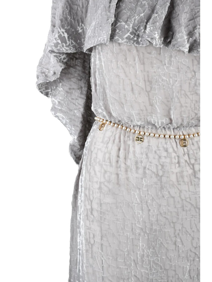 Red Carpet E. Franchi Pearl Grey Viscose Silk Women Long Velvet Dress