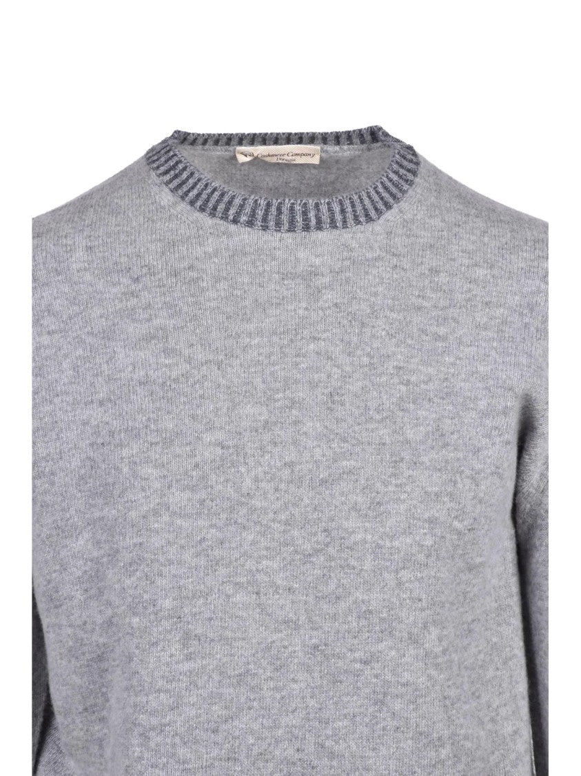 Cashmere Company P. Crew Neck Pullover In Premium Wool With Ribbed Trims