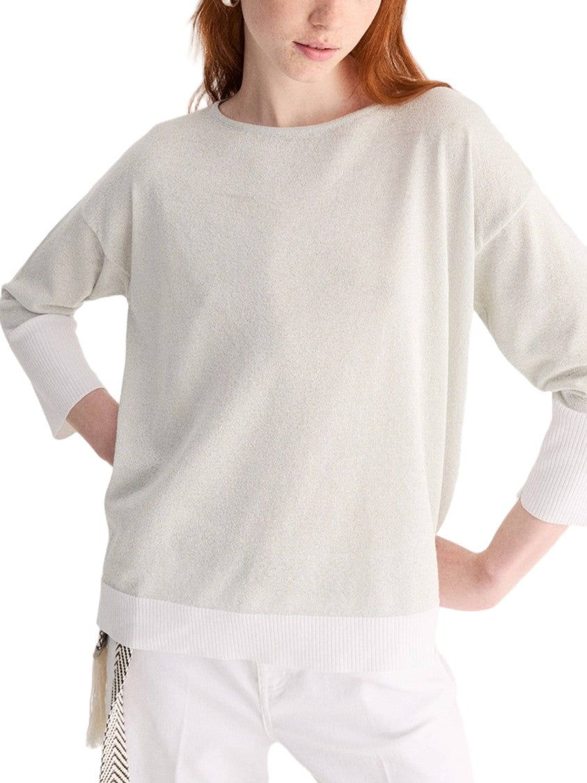 Biancalancia Loose-Fitting Long-Sleeved Ribbed Detail Top