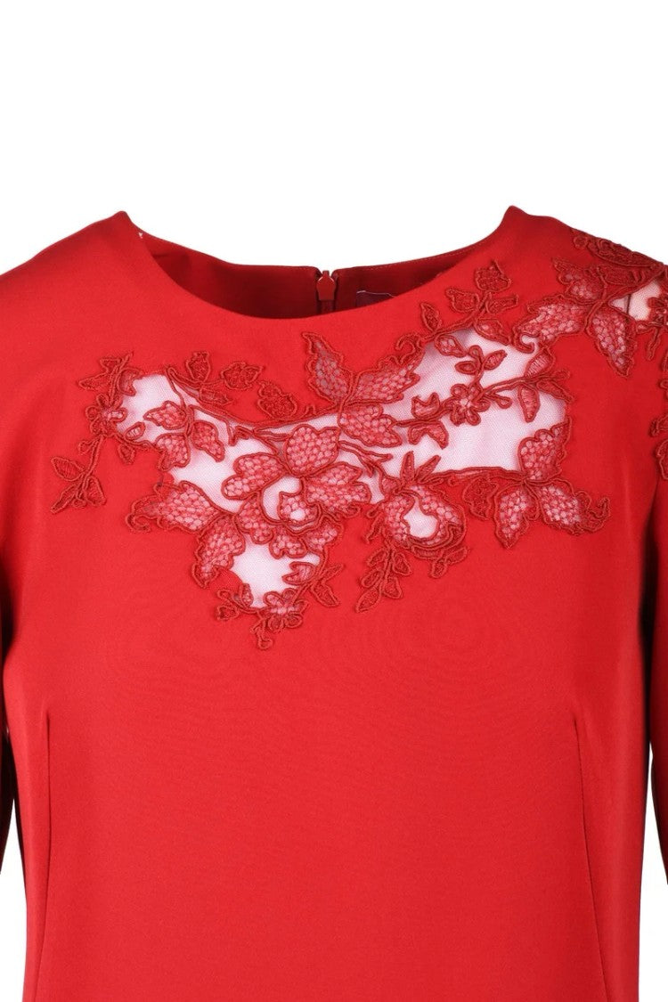 Ermanno Scervino Midi Dress Lace Polyester Stretch - Red