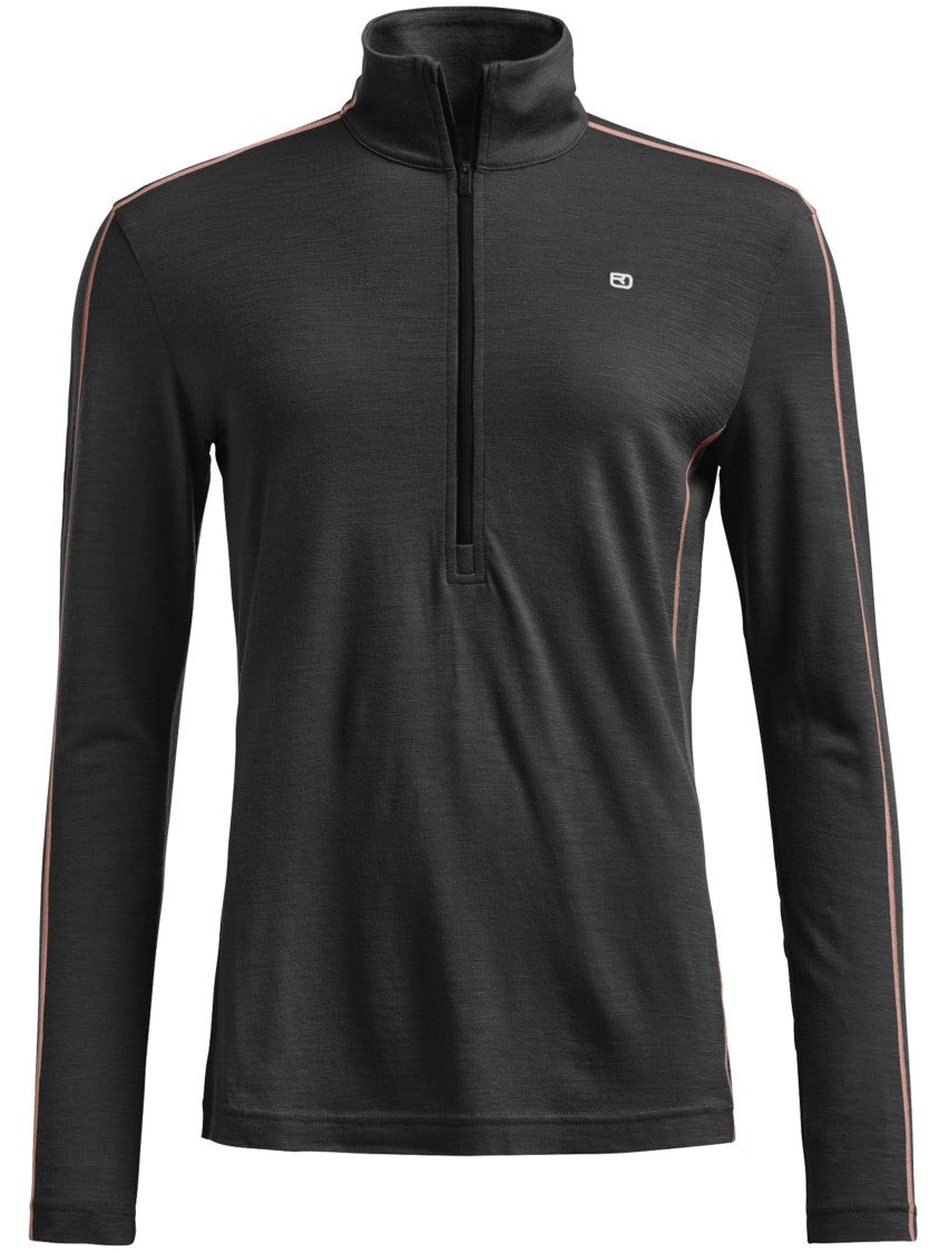 Ortovox Fitted Half-Zip Black Top With Contrast Piping