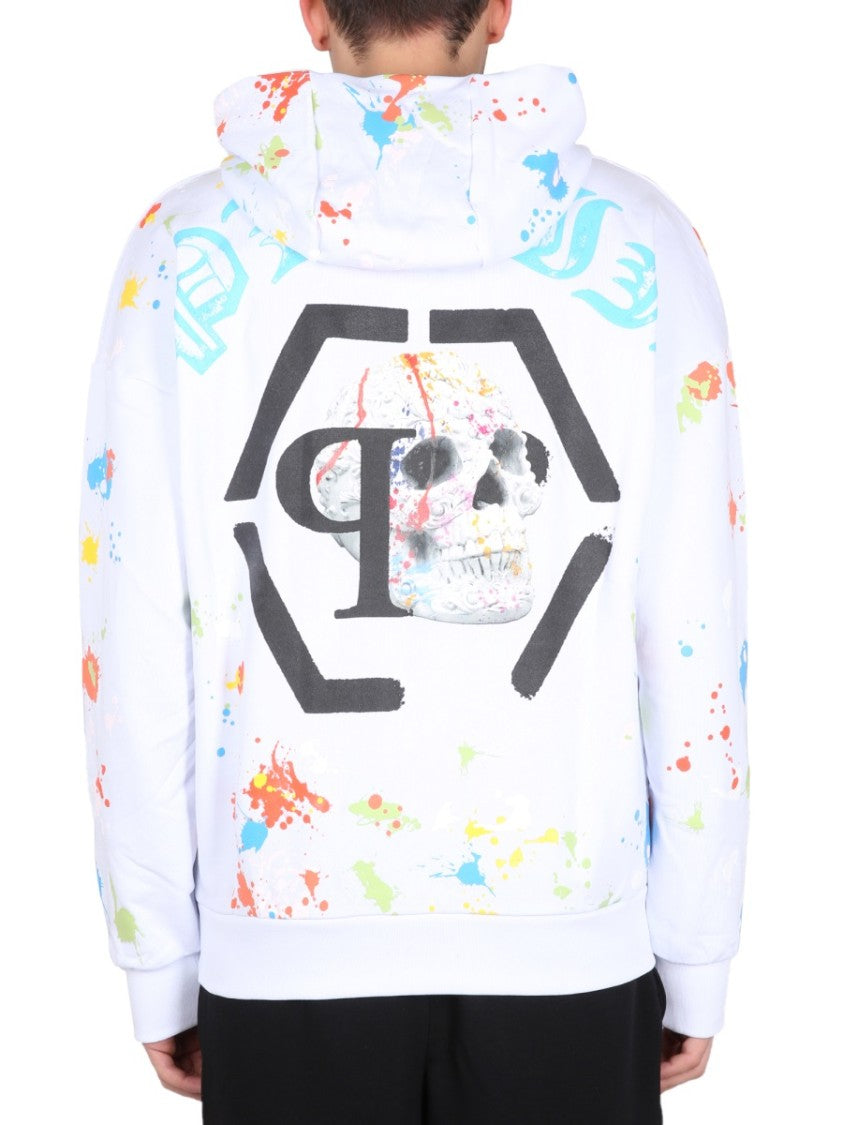 Philipp Plein Hooded Sweatshirt With Splatter Paint Design