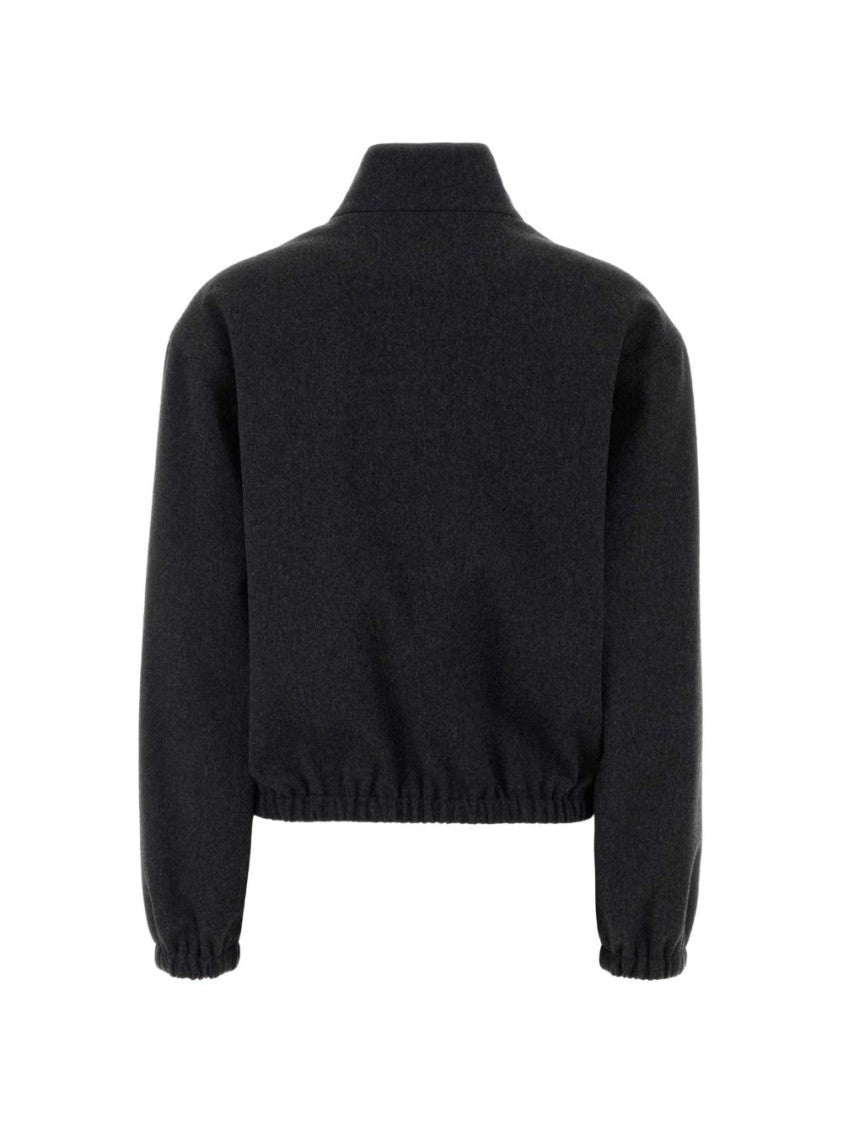 Jil Sander Black High-Collar Cropped Zip Jacket