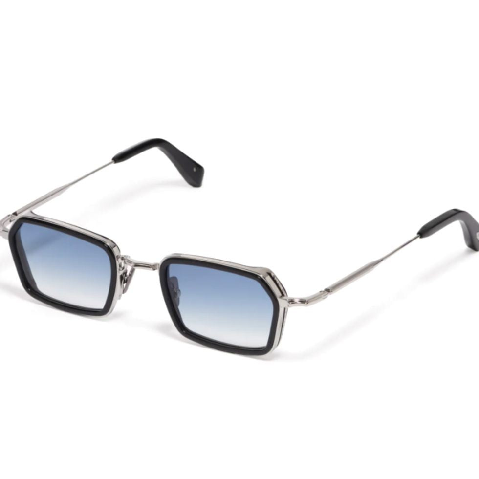 John Dalia Paul Geometric Rectangular Sunglasses With Metallic Finish