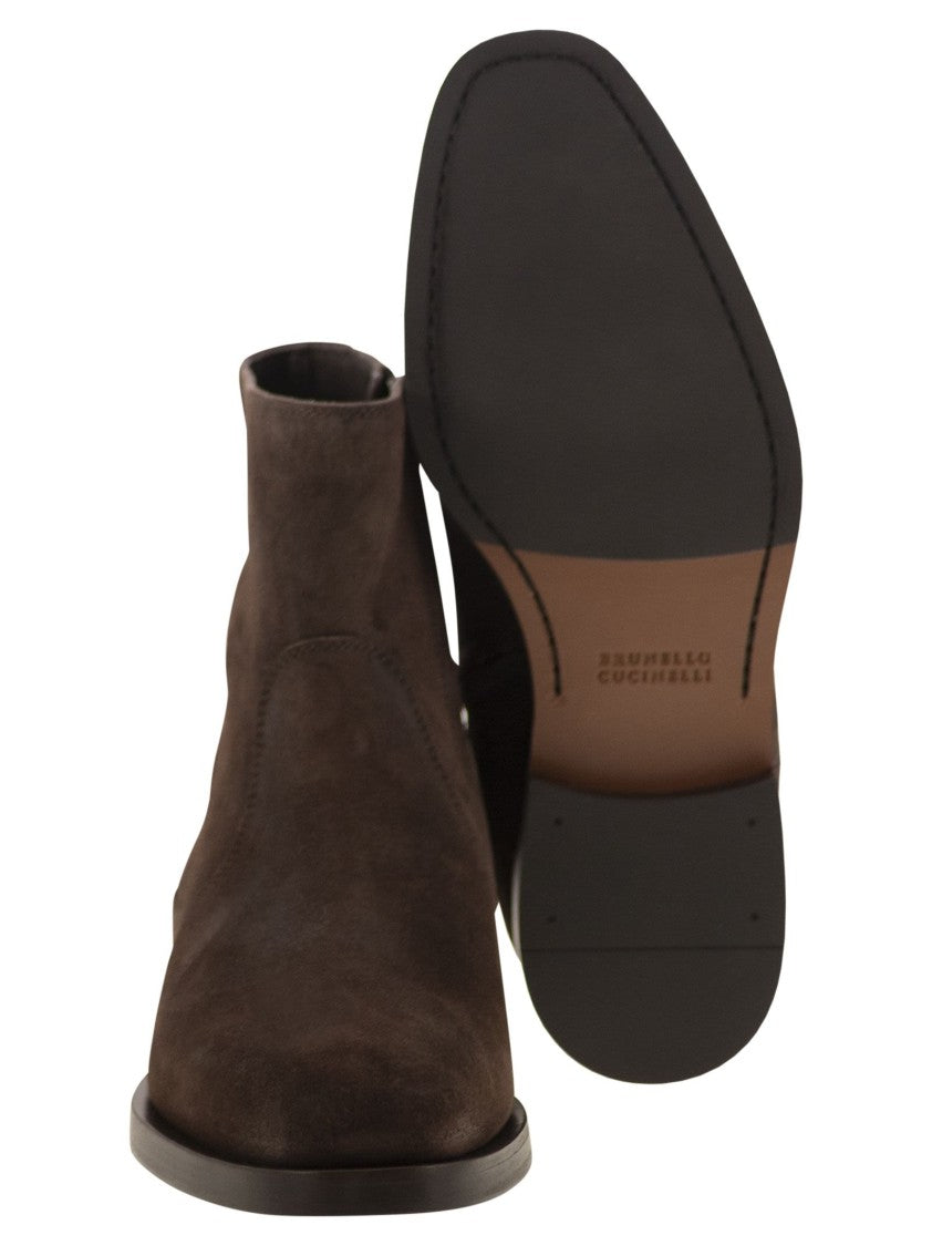 Brunello Cucinelli Chelsea Boot In Suede
