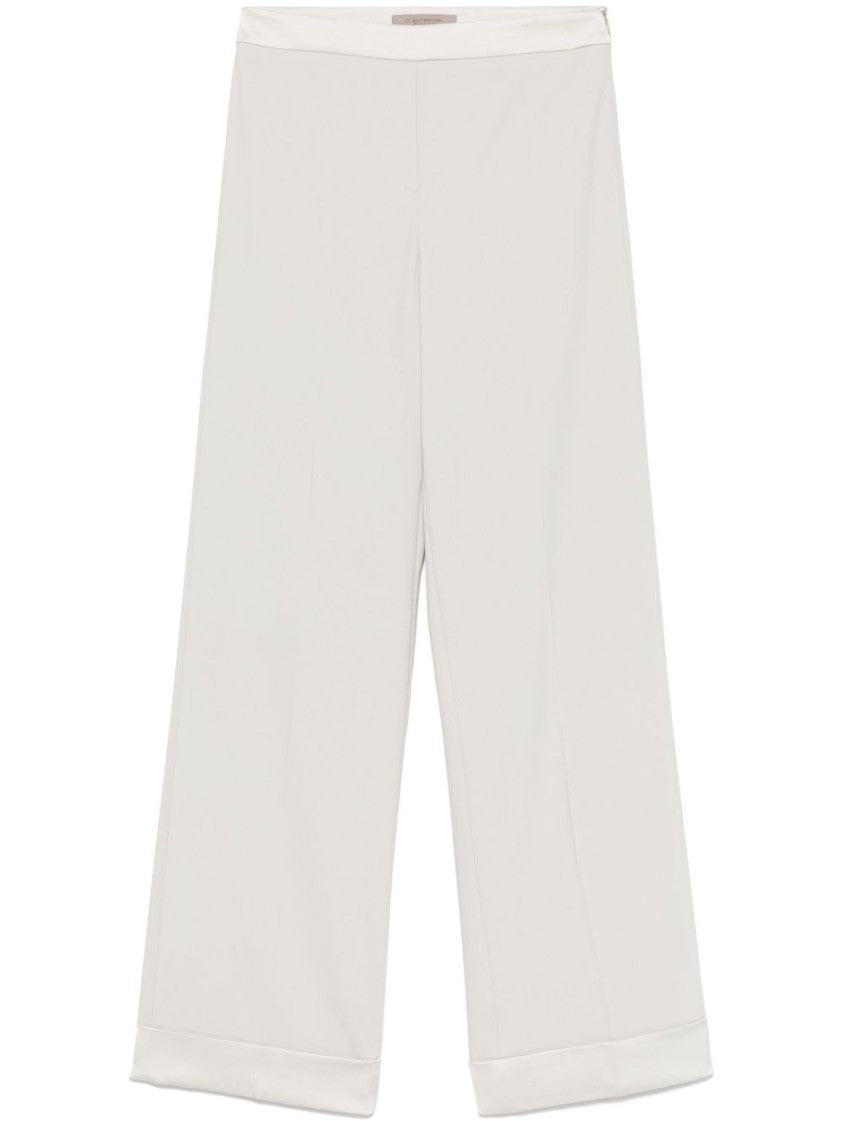 Dexterior Wide-Leg Green Trousers With Cuffed Hem