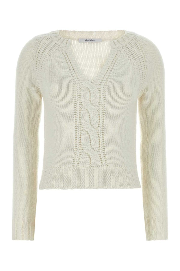 Max Mara White Cashmere Cancan Sweater