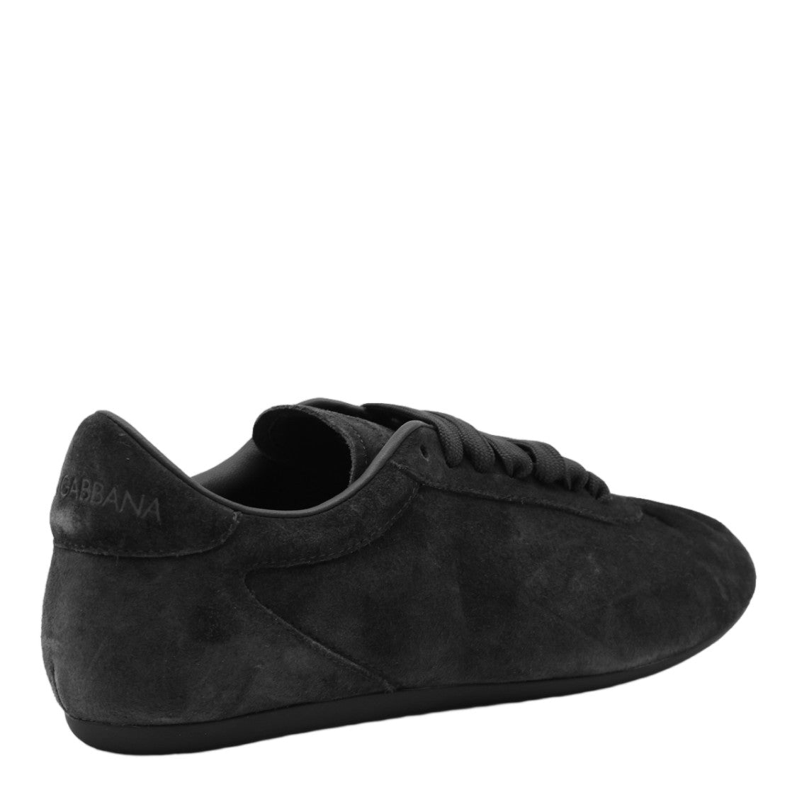 Dolce & Gabbana Matte Black Suede Low-Profile Sneakers With Rounded Toes