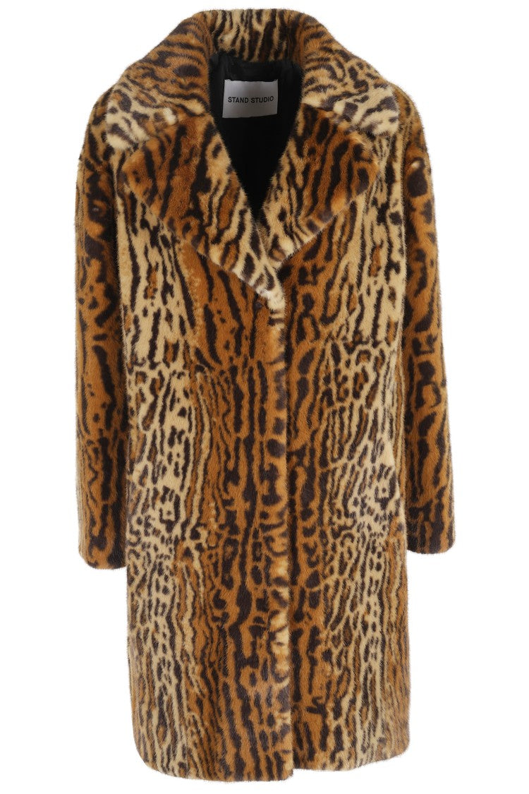 Stand Studio Multicolor Animal Print Faux Fur Camille Coat